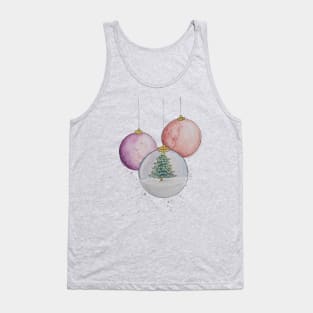 Watercolor Christmas Snow Globe Bauble Tank Top